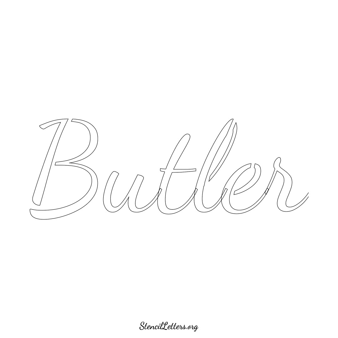Butler name stencil in Cursive Script Lettering
