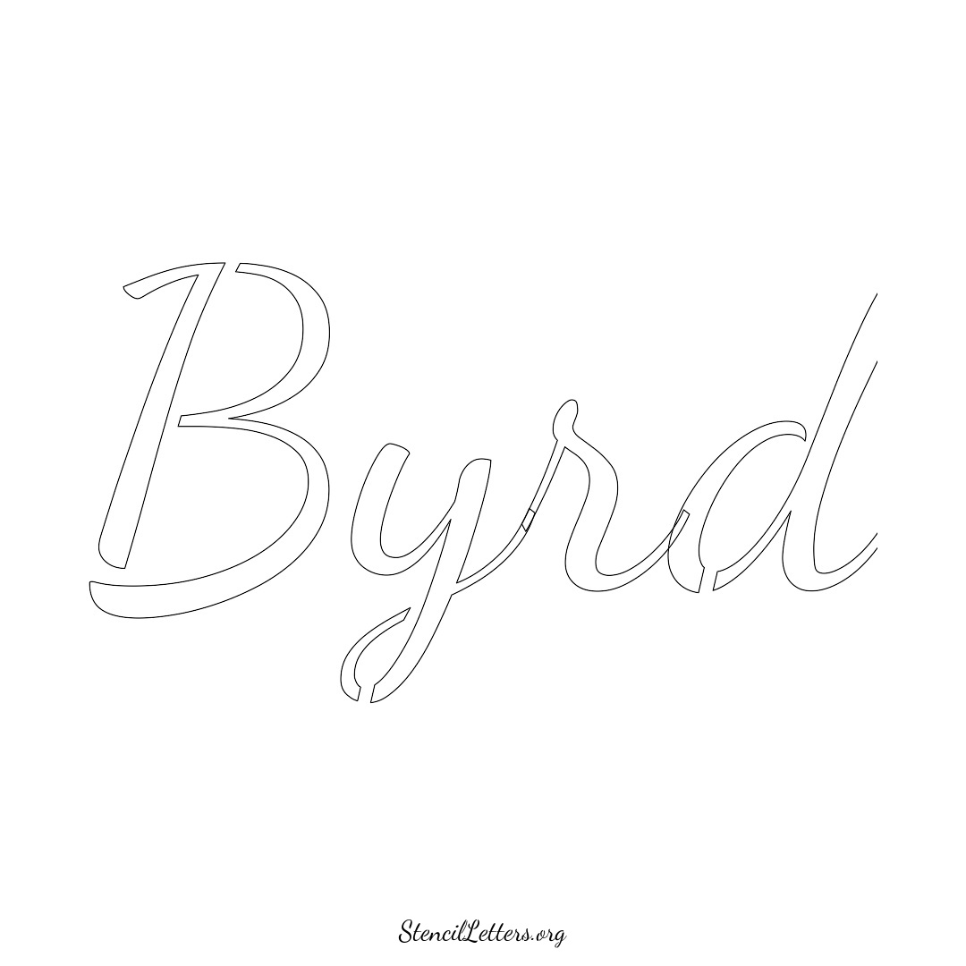 Byrd name stencil in Cursive Script Lettering