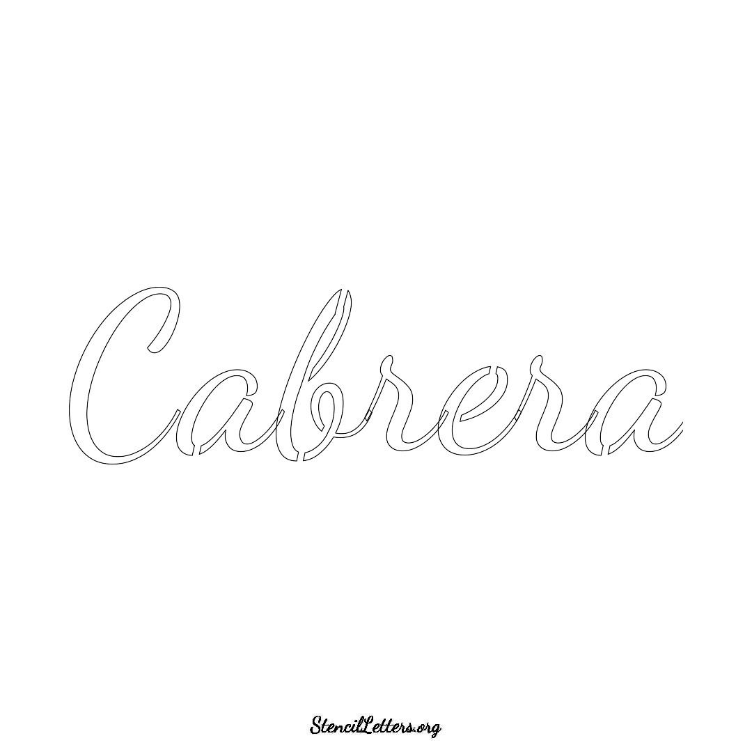 Cabrera name stencil in Cursive Script Lettering