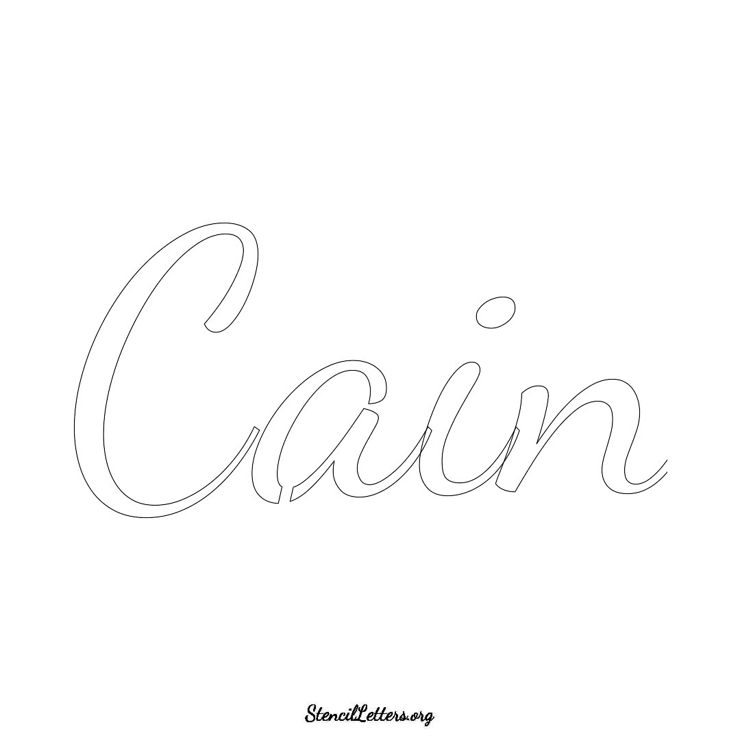 Cain name stencil in Cursive Script Lettering
