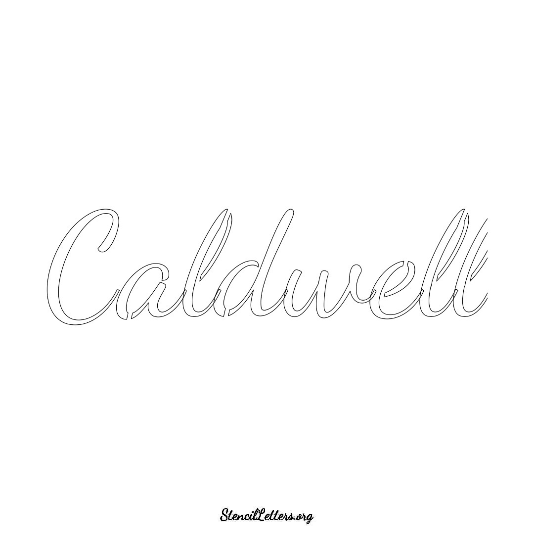 Caldwell name stencil in Cursive Script Lettering