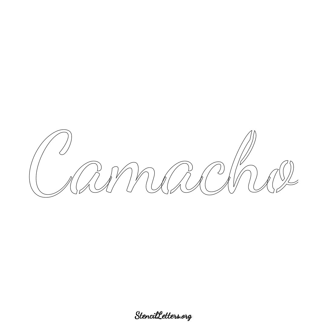 Camacho name stencil in Cursive Script Lettering