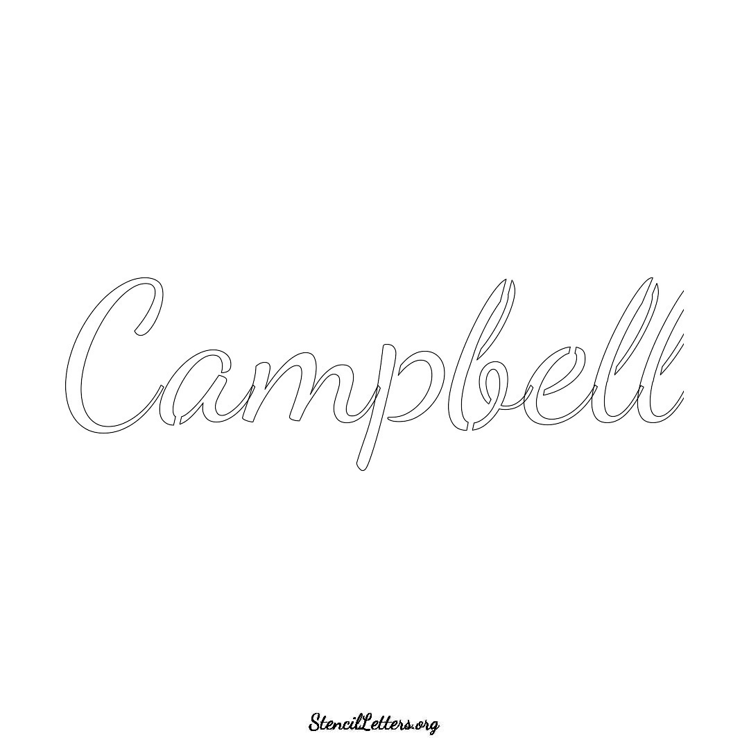 Campbell name stencil in Cursive Script Lettering