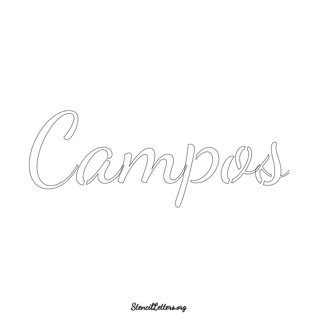 Campos name stencil in Cursive Script Lettering