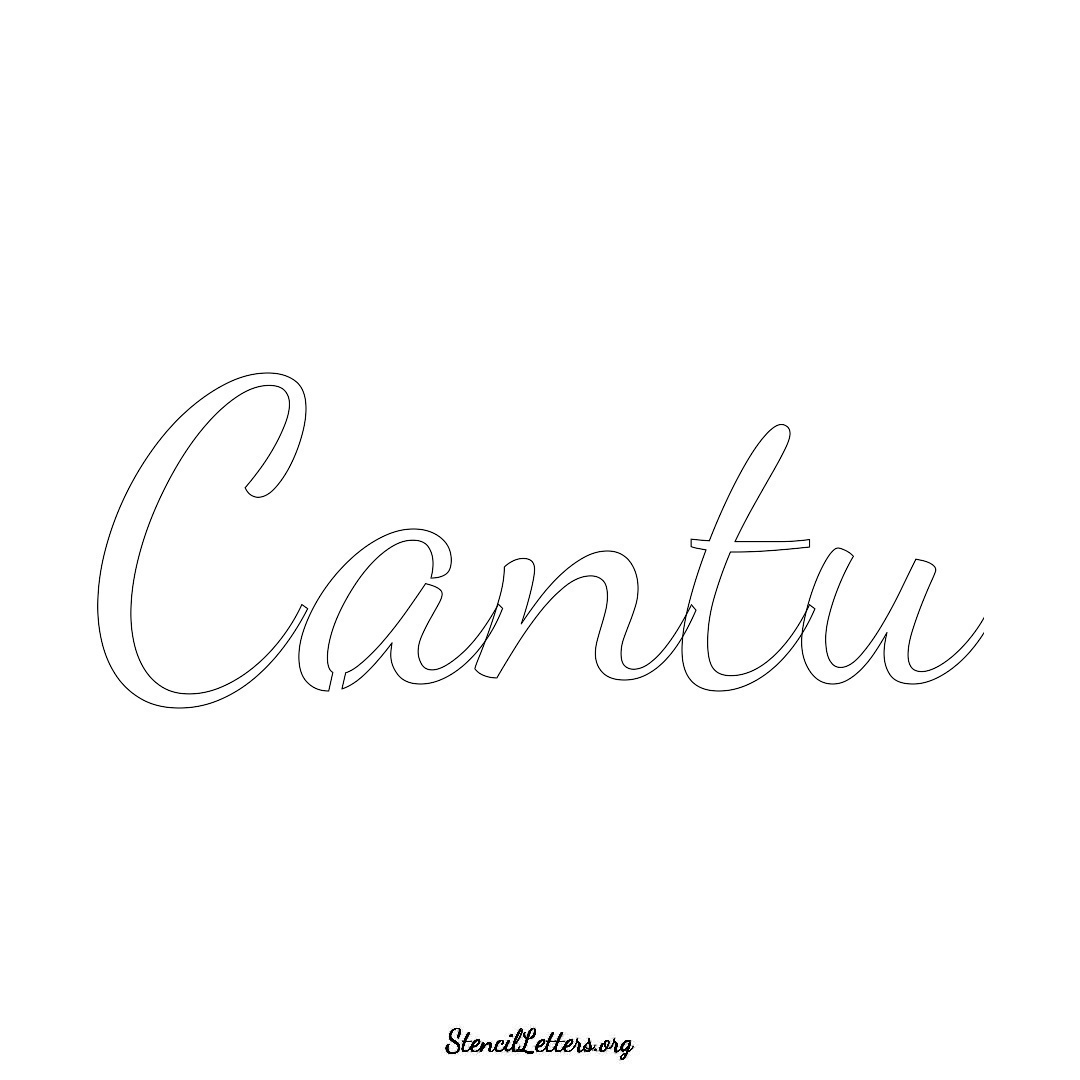 Cantu name stencil in Cursive Script Lettering