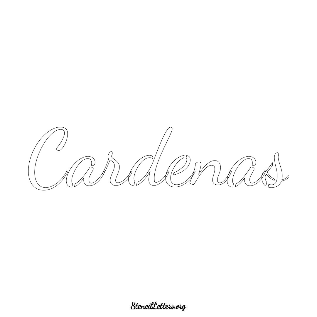 Cardenas name stencil in Cursive Script Lettering