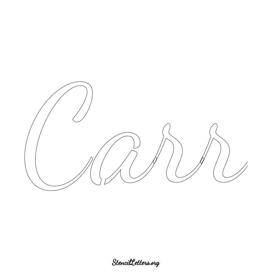 Carr name stencil in Cursive Script Lettering