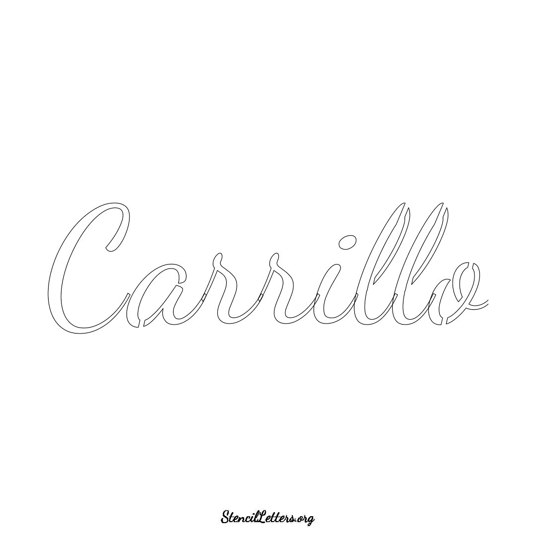 Carrillo name stencil in Cursive Script Lettering