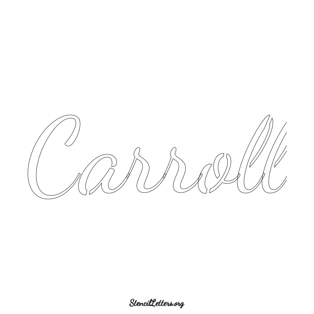 Carroll name stencil in Cursive Script Lettering
