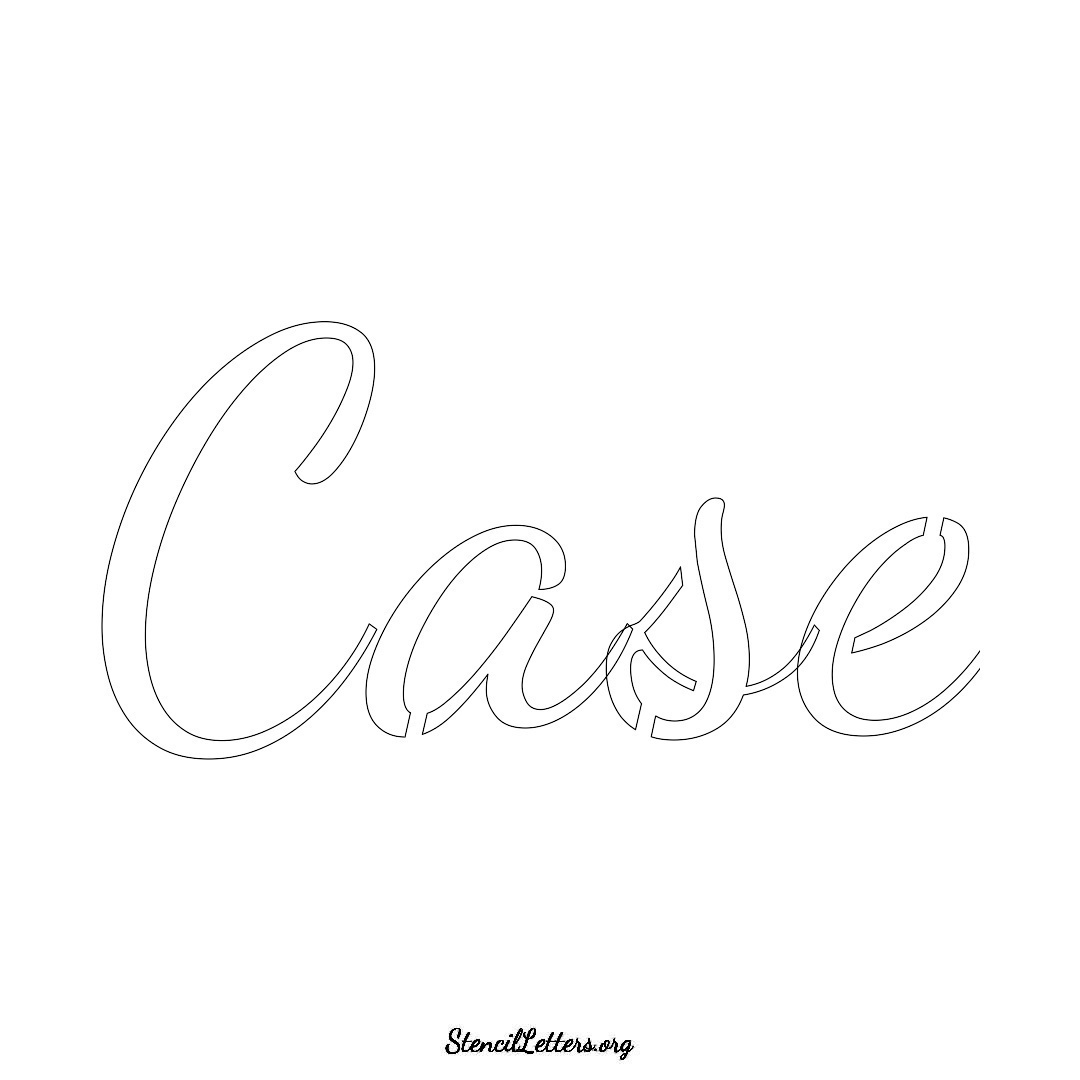 Case name stencil in Cursive Script Lettering