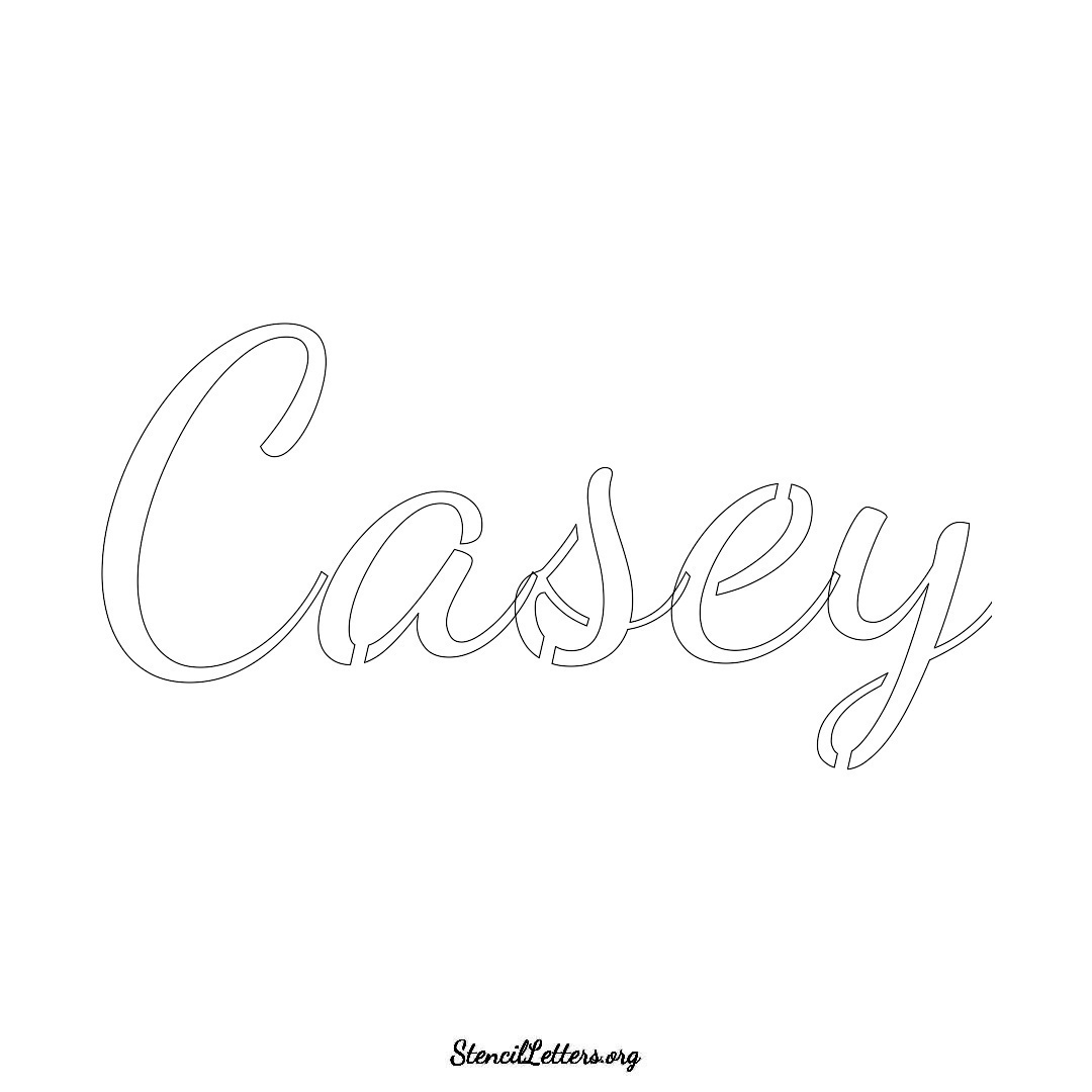 Casey name stencil in Cursive Script Lettering