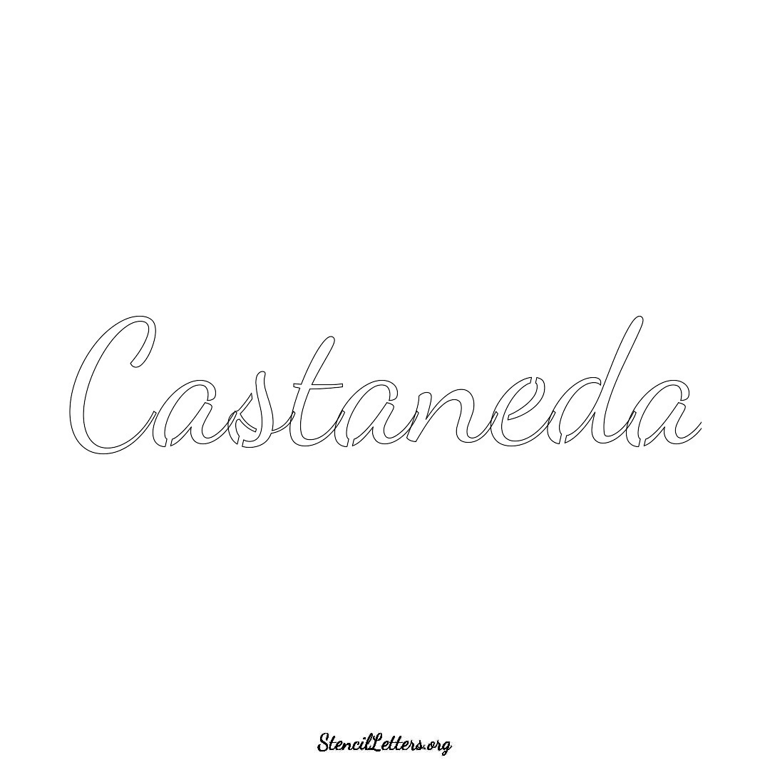 Castaneda name stencil in Cursive Script Lettering