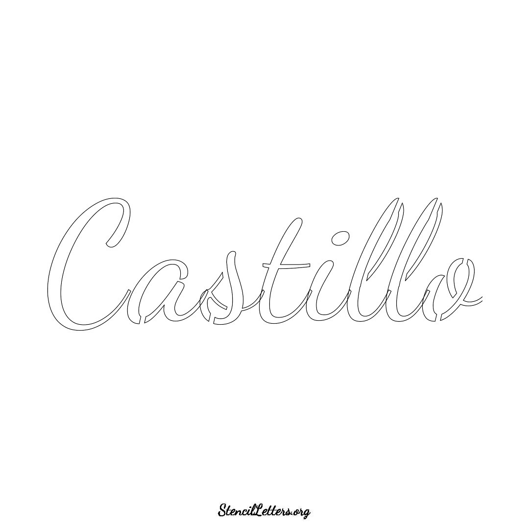 Castillo name stencil in Cursive Script Lettering