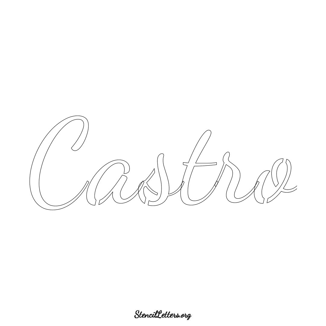 Castro name stencil in Cursive Script Lettering