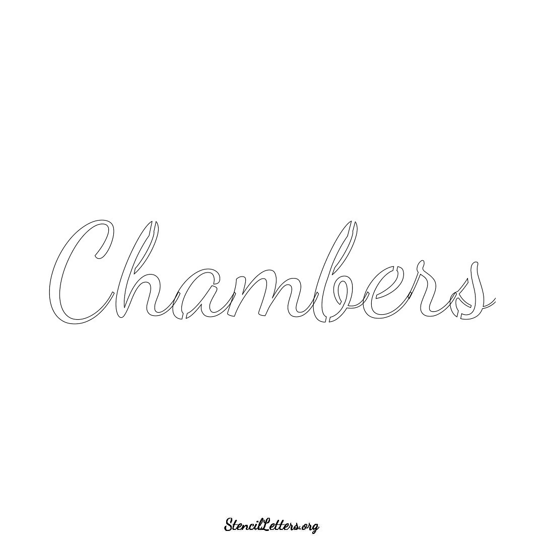 Chambers name stencil in Cursive Script Lettering
