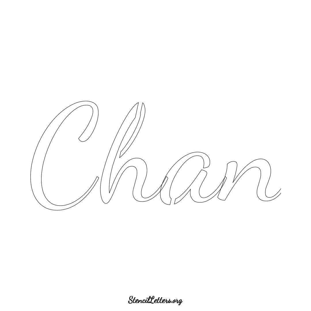 Chan name stencil in Cursive Script Lettering