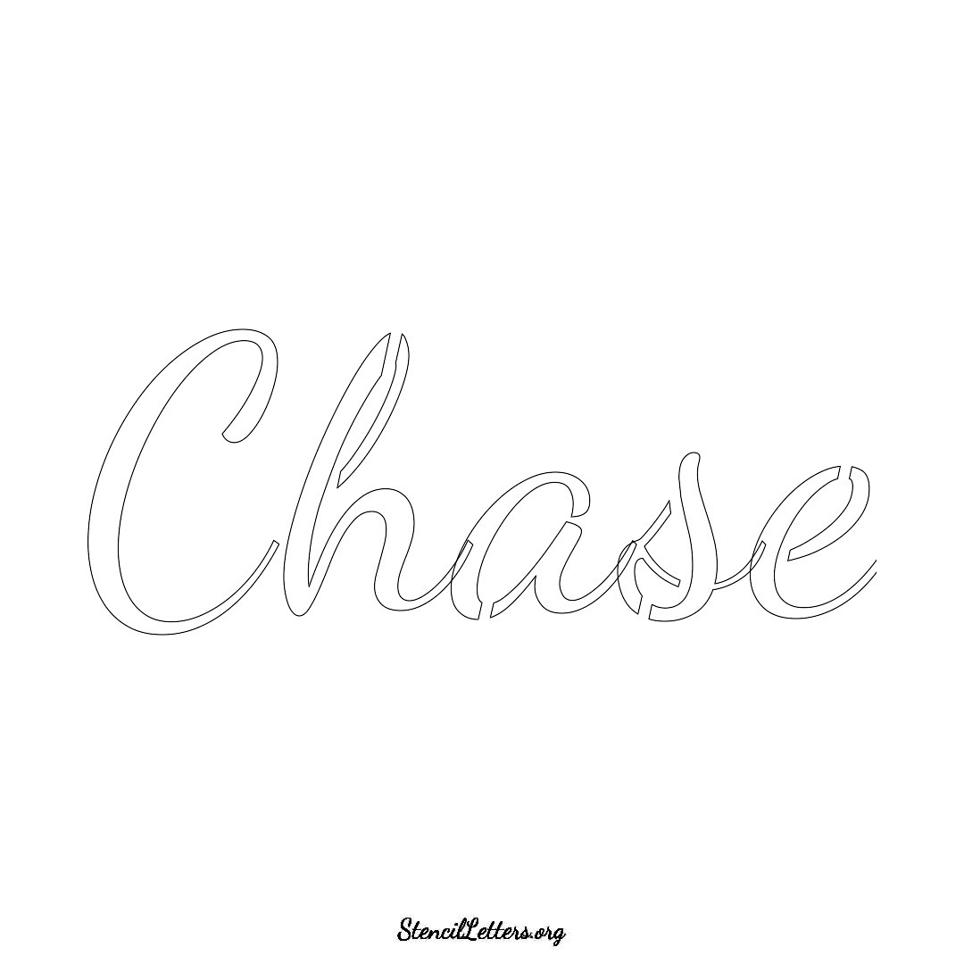 Chase name stencil in Cursive Script Lettering