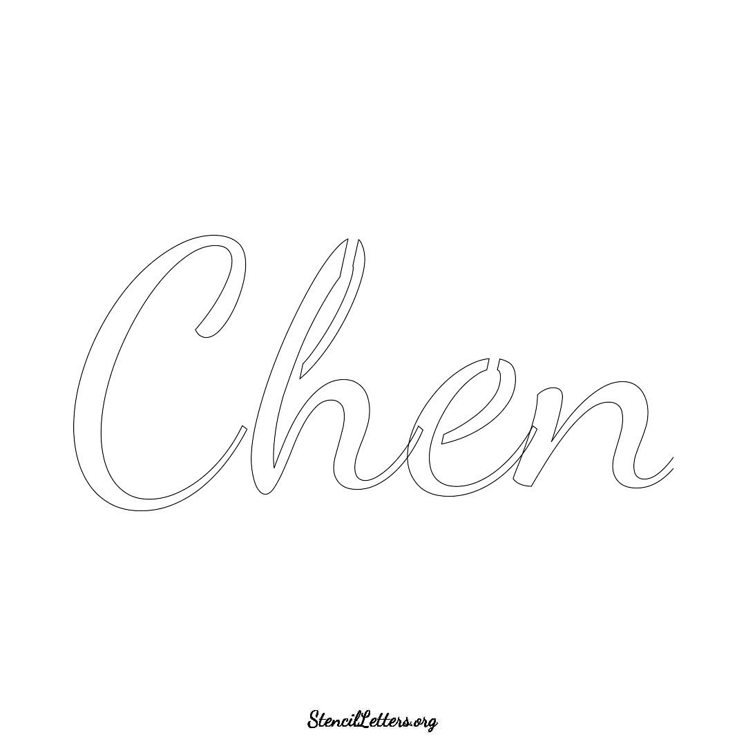 Chen name stencil in Cursive Script Lettering