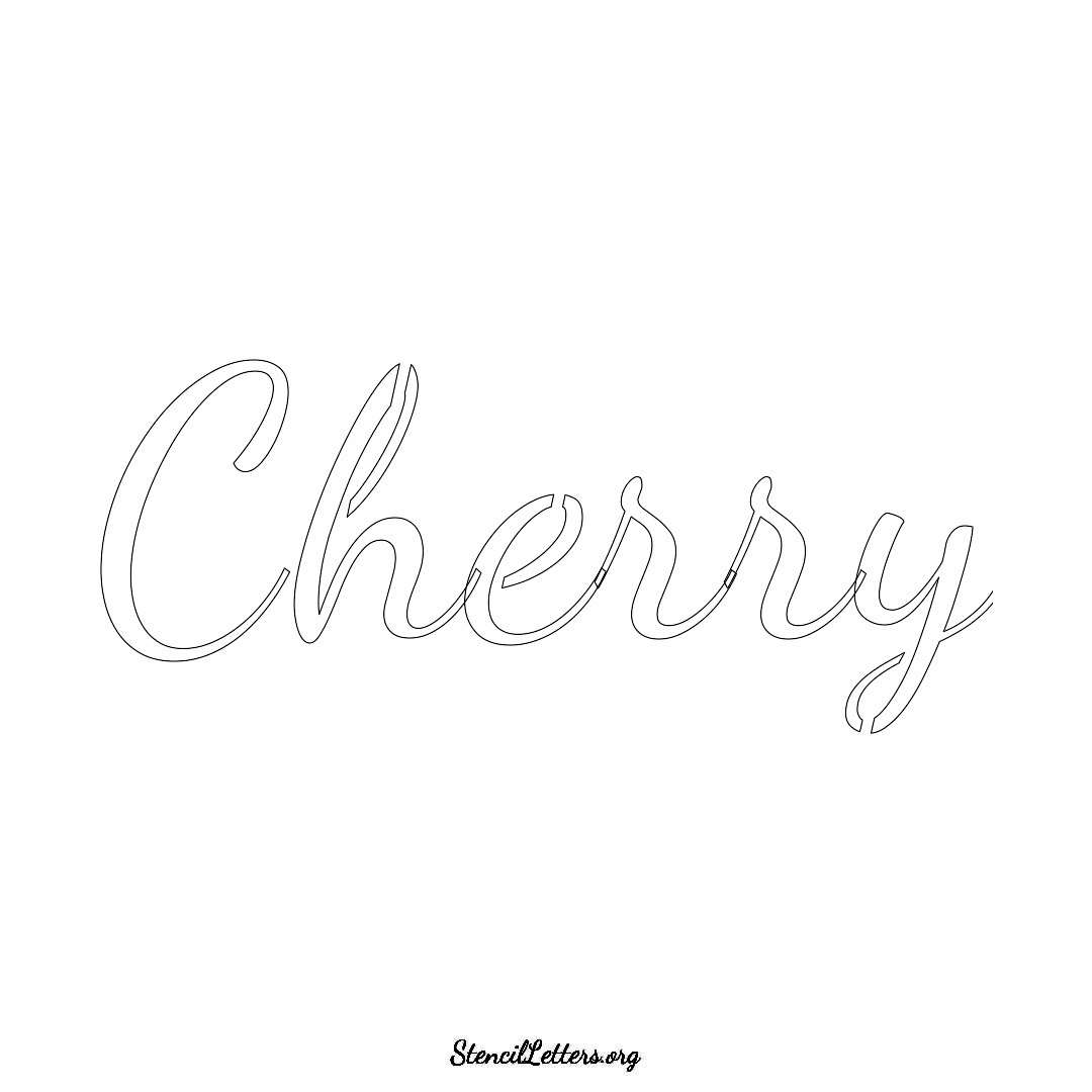 Cherry name stencil in Cursive Script Lettering