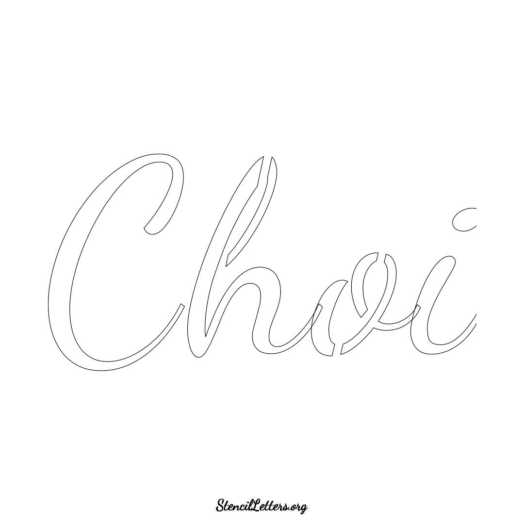 Choi name stencil in Cursive Script Lettering