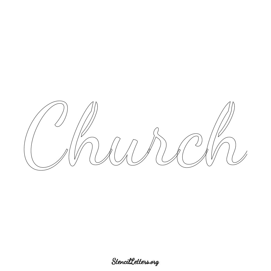 Church name stencil in Cursive Script Lettering