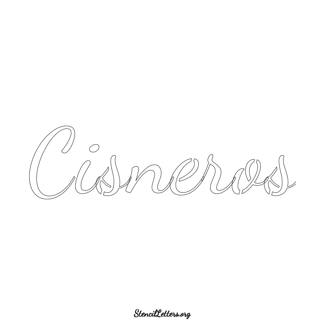 Cisneros name stencil in Cursive Script Lettering