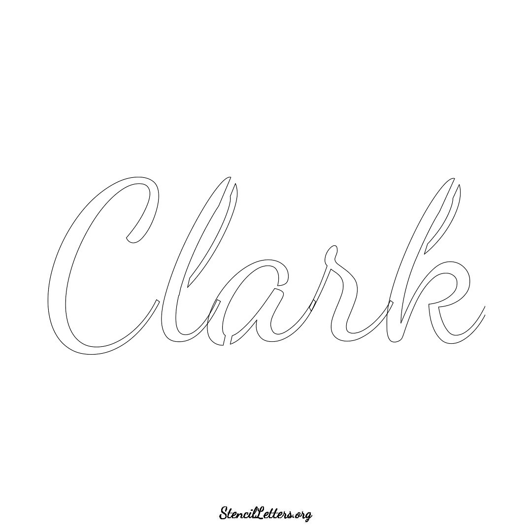 Clark name stencil in Cursive Script Lettering
