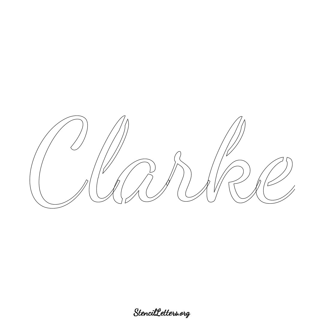 Clarke name stencil in Cursive Script Lettering