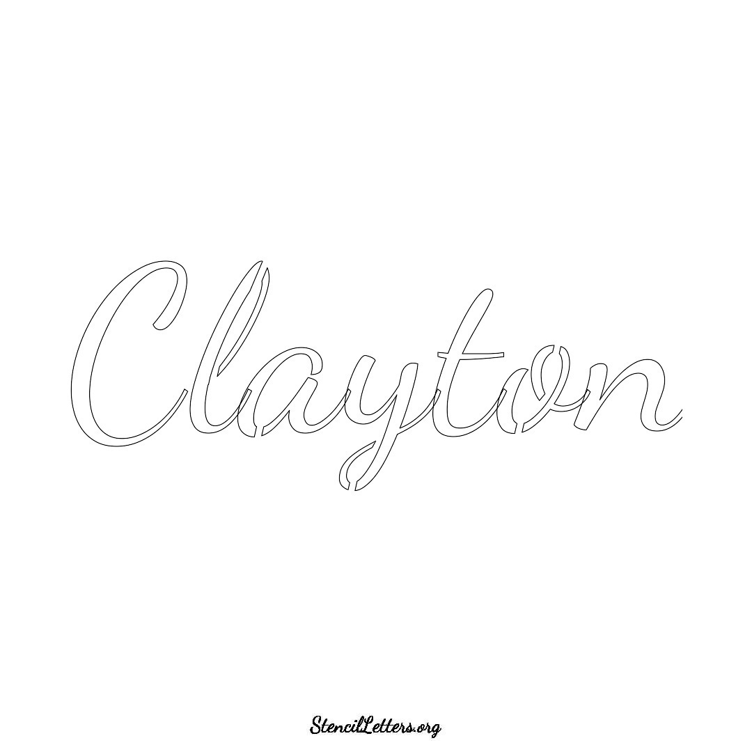 Clayton name stencil in Cursive Script Lettering