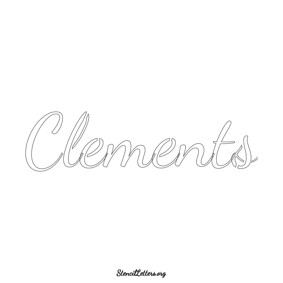 Clements name stencil in Cursive Script Lettering
