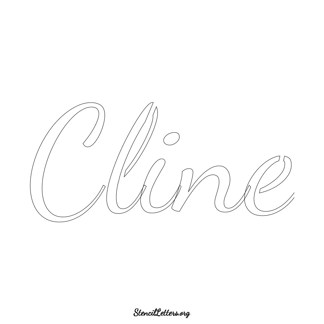 Cline name stencil in Cursive Script Lettering