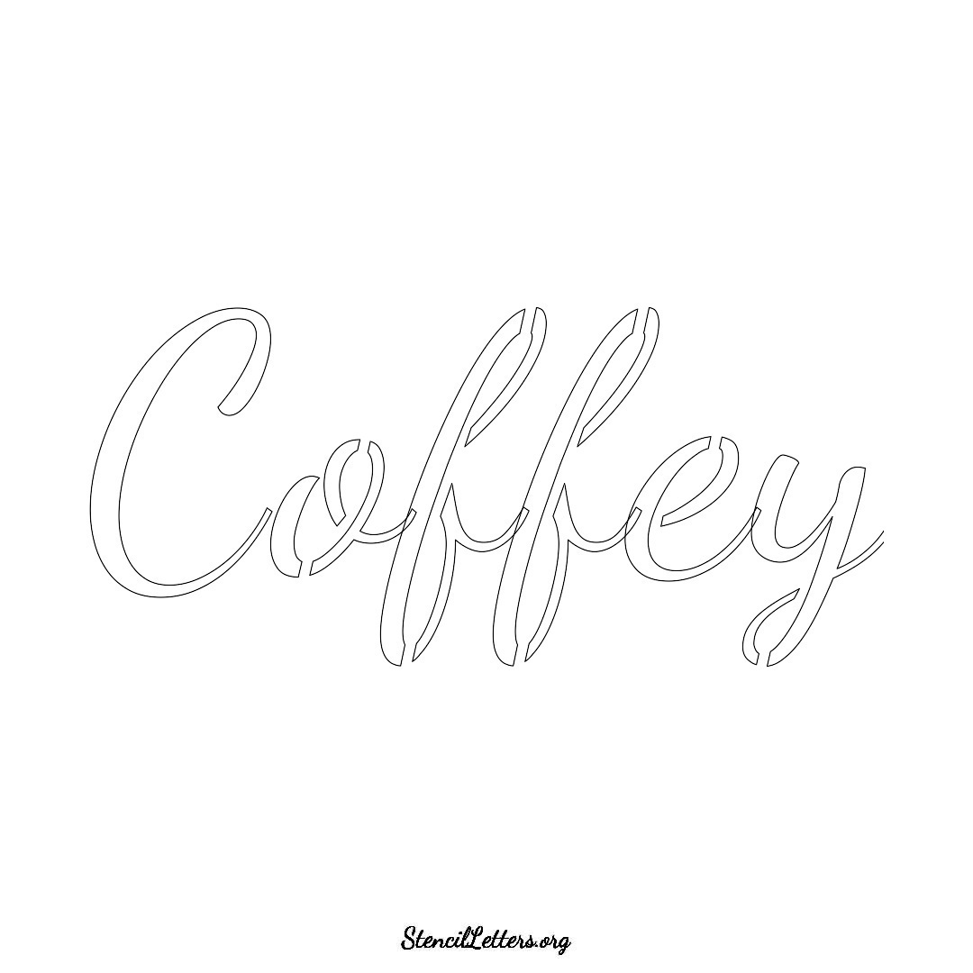 Coffey name stencil in Cursive Script Lettering
