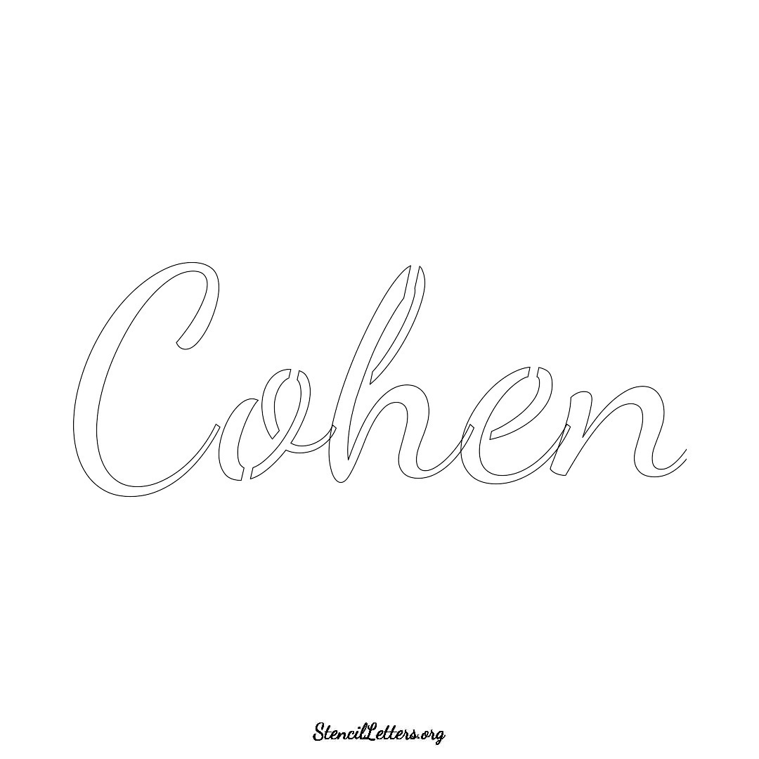 Cohen name stencil in Cursive Script Lettering