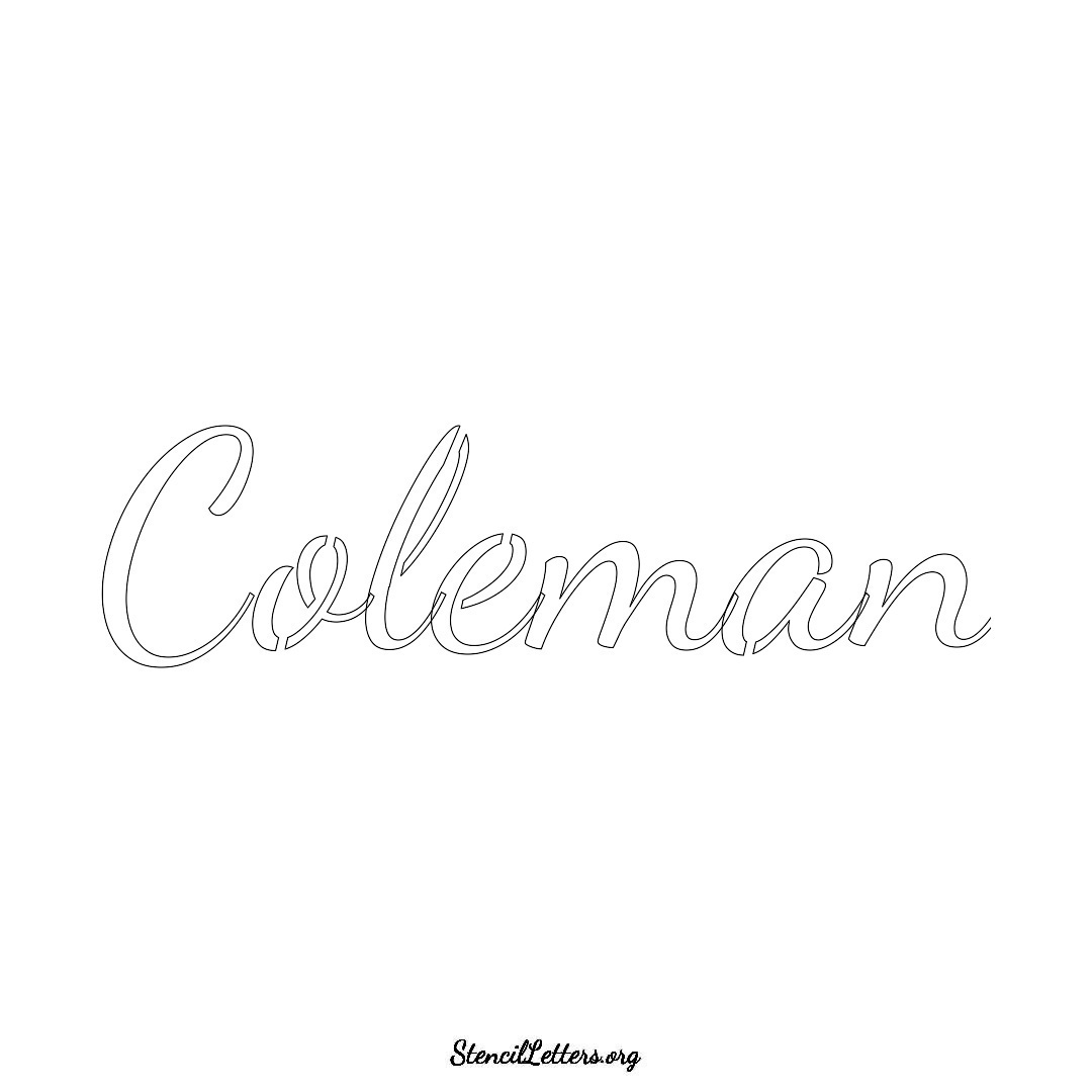 Coleman name stencil in Cursive Script Lettering