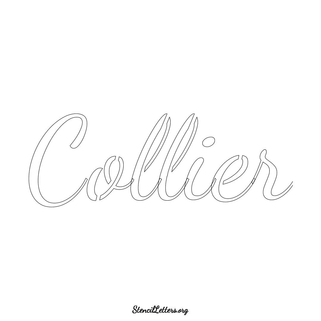 Collier name stencil in Cursive Script Lettering