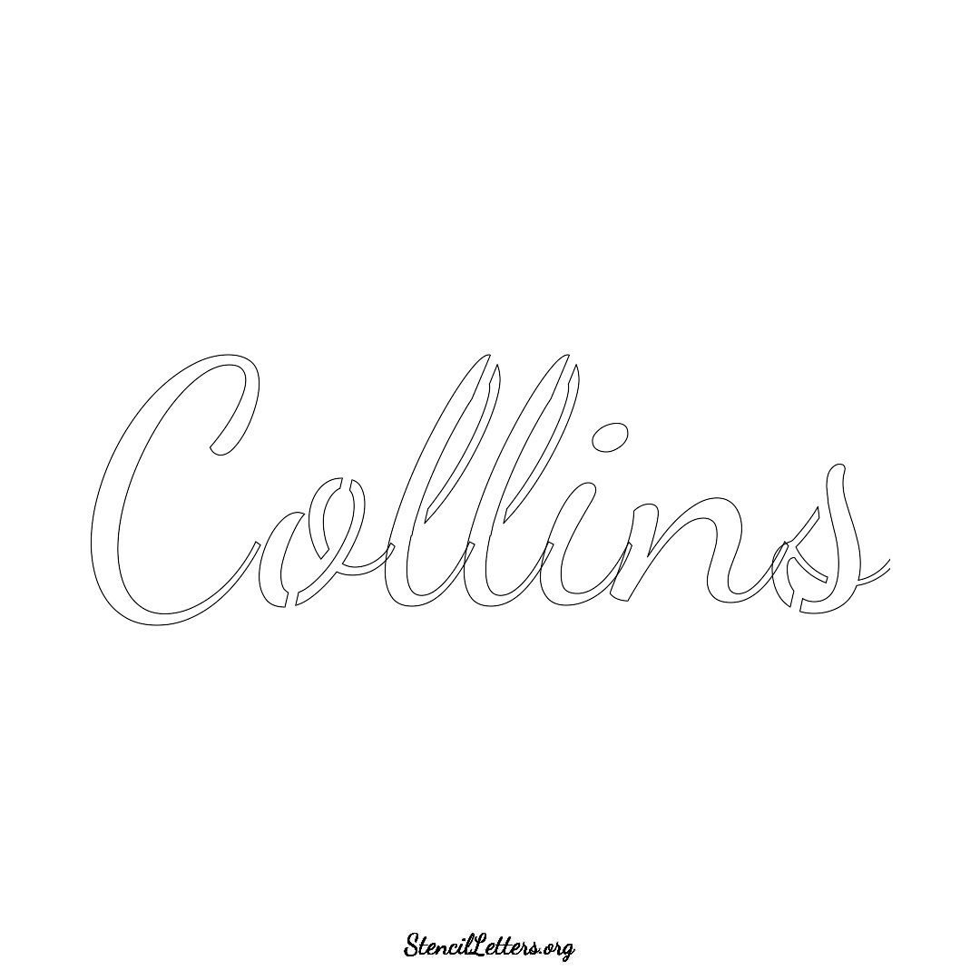 Collins name stencil in Cursive Script Lettering