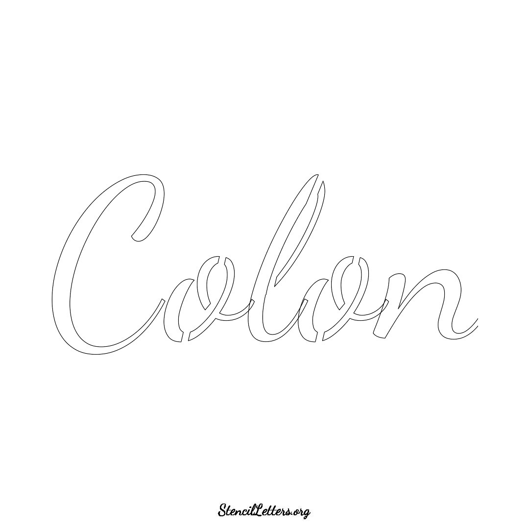 Colon name stencil in Cursive Script Lettering