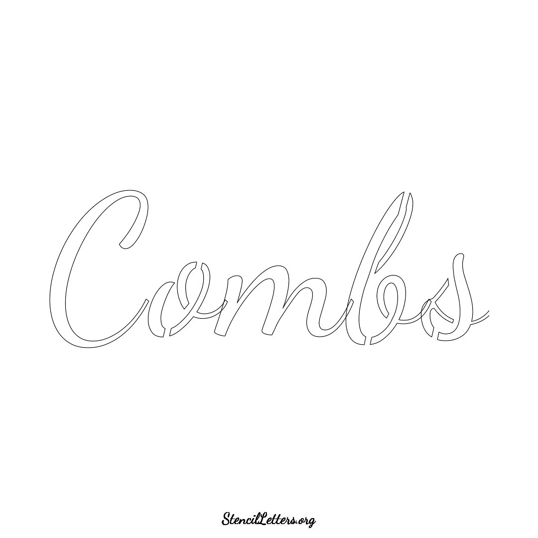 Combs name stencil in Cursive Script Lettering