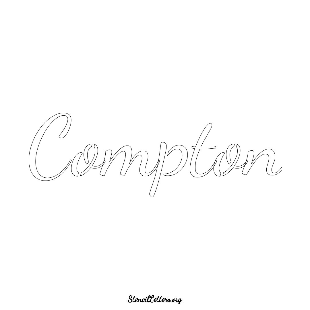 Compton name stencil in Cursive Script Lettering