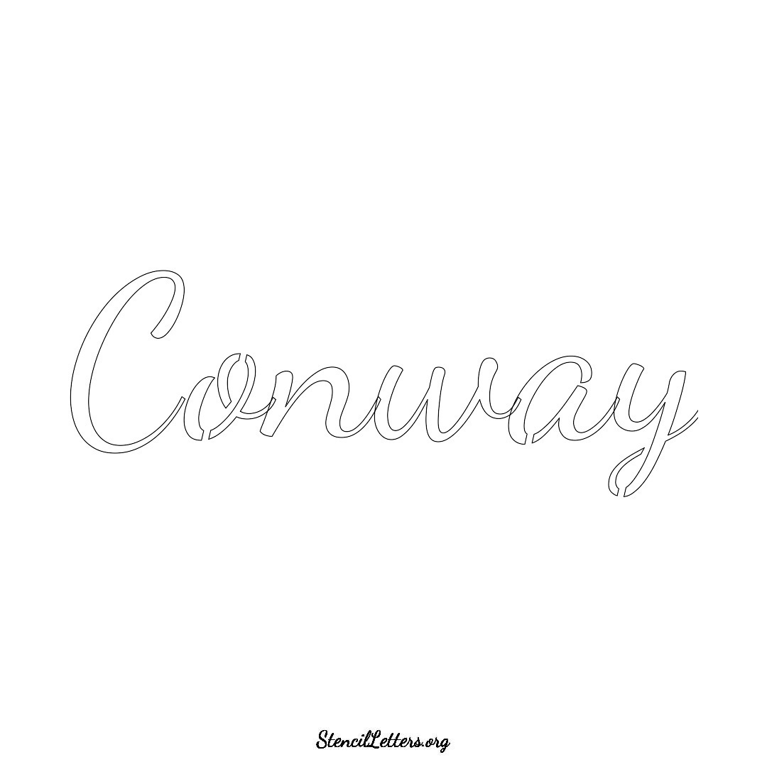 Conway name stencil in Cursive Script Lettering
