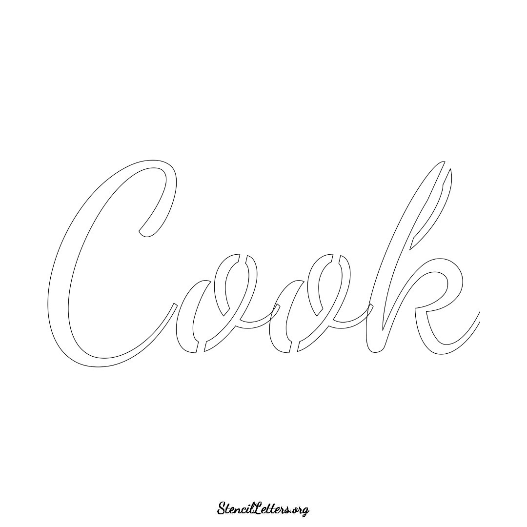 Cook name stencil in Cursive Script Lettering