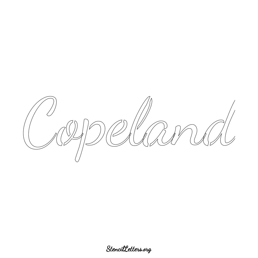 Copeland name stencil in Cursive Script Lettering