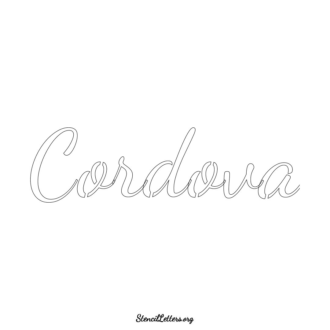 Cordova name stencil in Cursive Script Lettering