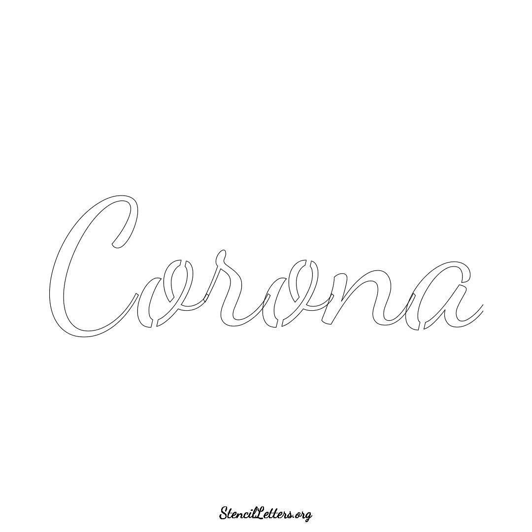 Corona name stencil in Cursive Script Lettering