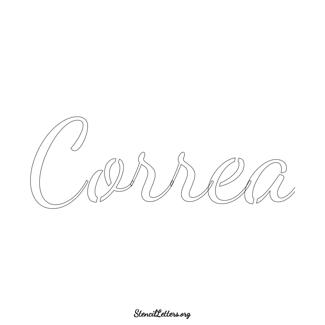 Correa name stencil in Cursive Script Lettering