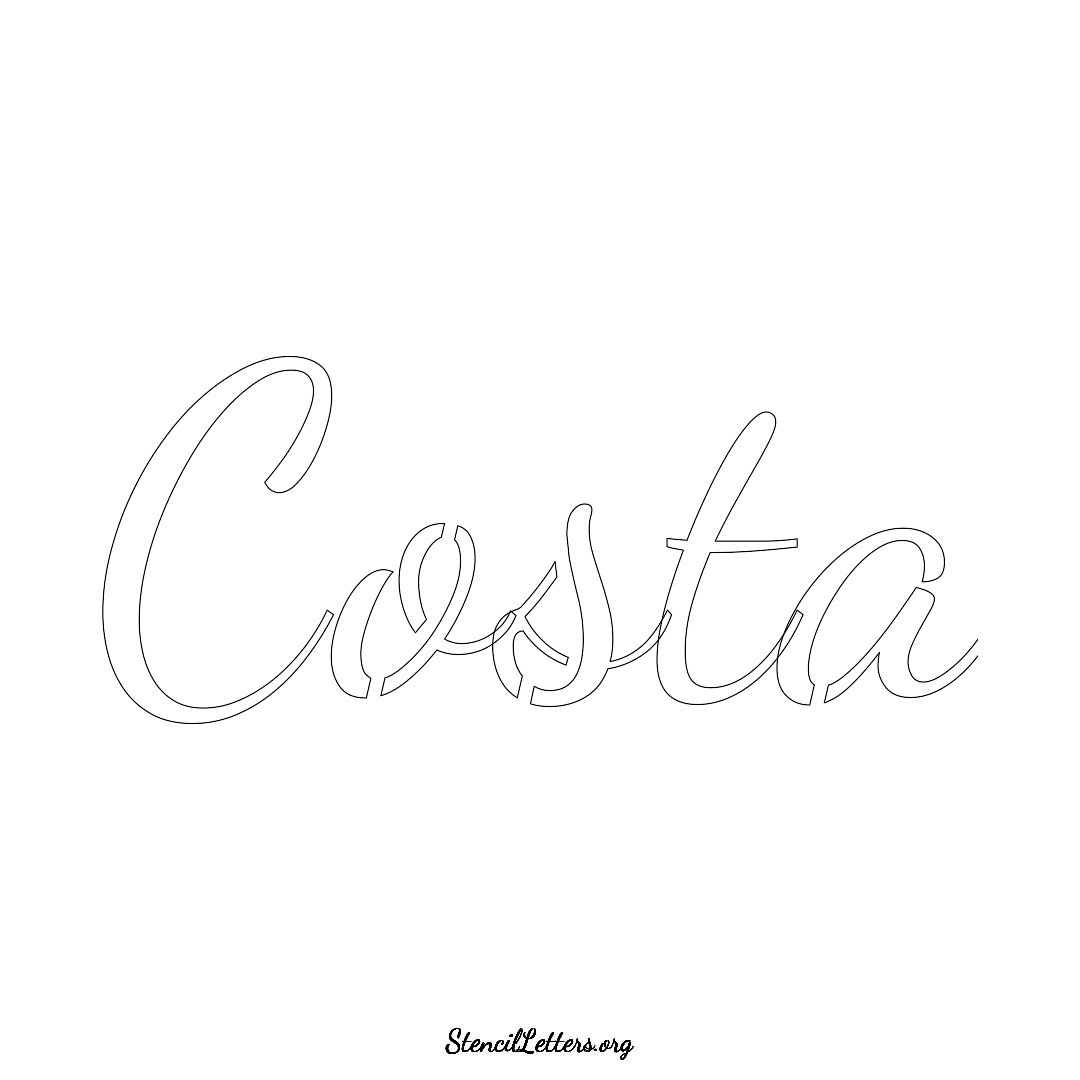 Costa name stencil in Cursive Script Lettering