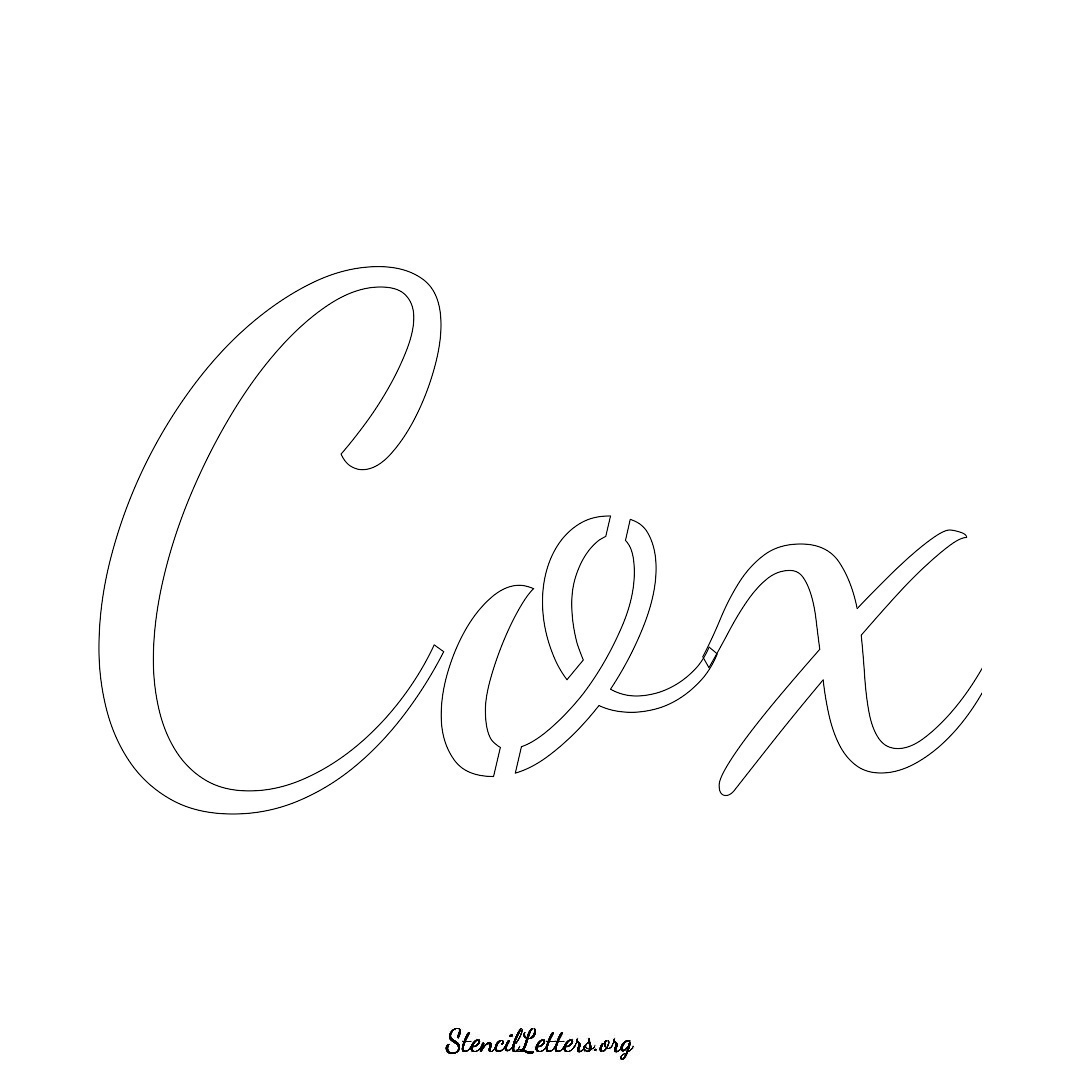 Cox name stencil in Cursive Script Lettering