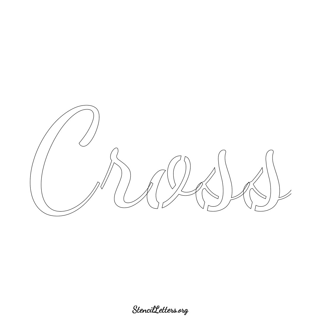 Cross name stencil in Cursive Script Lettering
