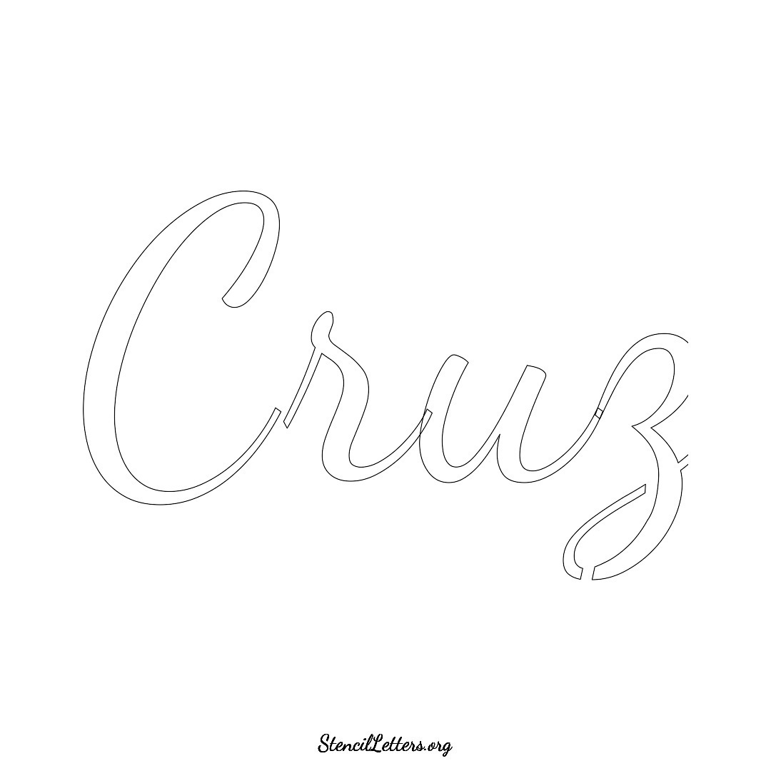 Cruz name stencil in Cursive Script Lettering