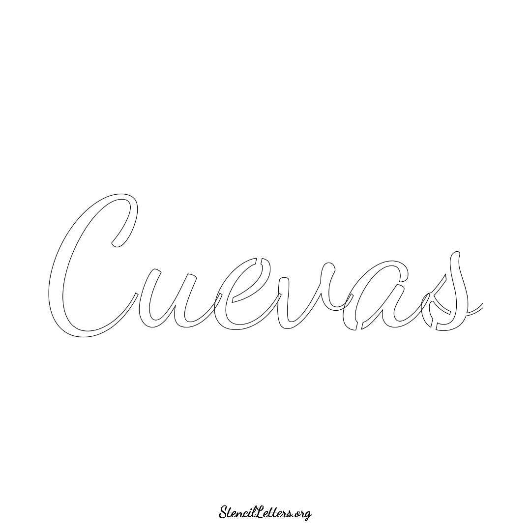 Cuevas name stencil in Cursive Script Lettering